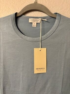 Sunspel Men’s Luxe Supima Cotton Crew Neck T-Shirt — Light Blue